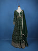 Dark Green Floral Design Bead And Printed Work Georgette Gown - Diadem