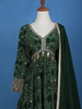 Dark Green Floral Design Bead And Printed Work Georgette Gown - Diadem