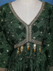 Dark Green Floral Design Bead And Printed Work Georgette Gown - Diadem