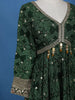 Dark Green Floral Design Bead And Printed Work Georgette Gown - Diadem
