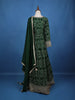 Dark Green Floral Design Bead And Printed Work Georgette Gown - Diadem
