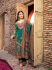 Dark Green Floral Design Crepe Palazzo Salwar Suit - Diadem
