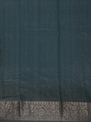 Dark Green Floral Designed Chanderi Cotton Saree - Diadem