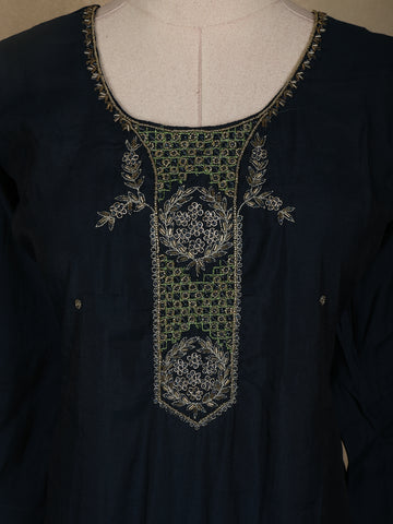 Dark Green Floral Designed Cotton Salwar Suit - Diadem