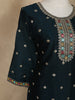 Dark Green Floral Designed Semi Silk Salwar Suit - Diadem