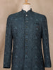 Dark Green Floral Designed Sherwani Suit for Reception