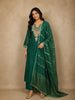 Dark Green Floral Embroidered Silk Cotton Salwar Suit with Dupatta