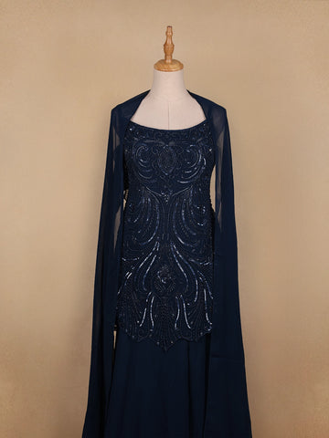 Dark Green Floral Embroidery Georgette Palazzo Salwar Suit - Diadem