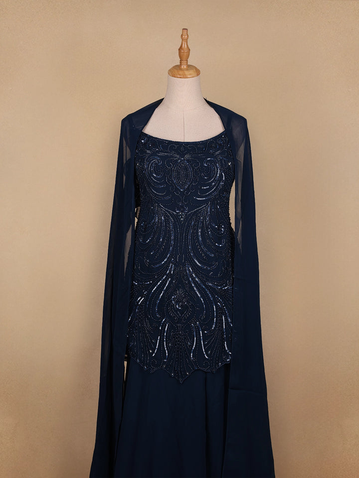 Dark Green Floral Embroidery Georgette Palazzo Salwar Suit - Diadem