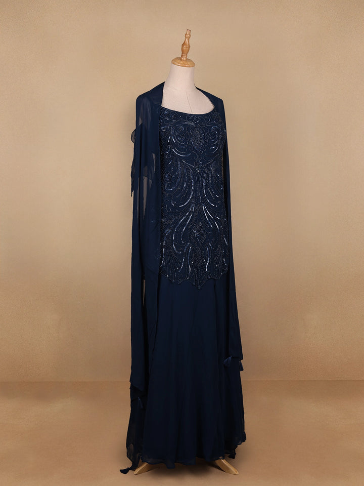 Dark Green Floral Embroidery Georgette Palazzo Salwar Suit - Diadem