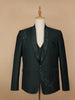 Dark Green Floral Embroidery Men's Suit - Diadem