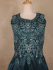 Dark Green Floral Embroidery Organza Gown - Diadem