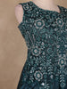 Dark Green Floral Embroidery Organza Gown - Diadem