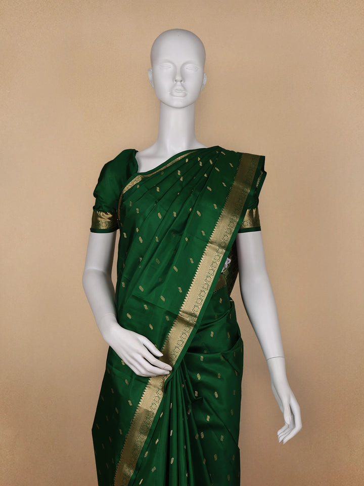 Dark Green Floral Woven Silk saree - Diadem