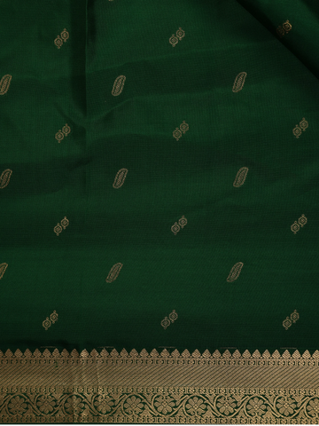 Dark Green Floral Woven Silk saree - Diadem