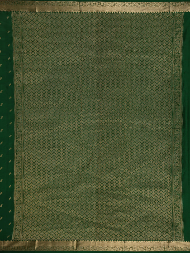 Dark Green Floral Woven Silk saree - Diadem