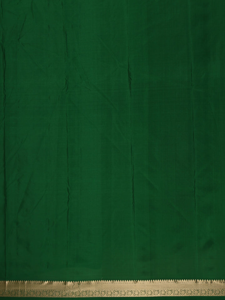 Dark Green Floral Woven Silk saree - Diadem