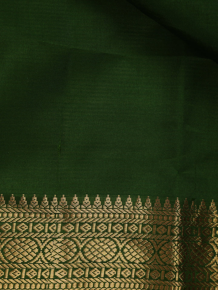Dark Green Floral Woven Silk saree - Diadem