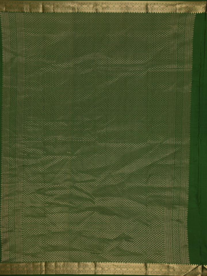 Dark Green Floral Woven Silk saree - Diadem