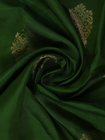 Dark Green Floral Woven Silk saree - Diadem
