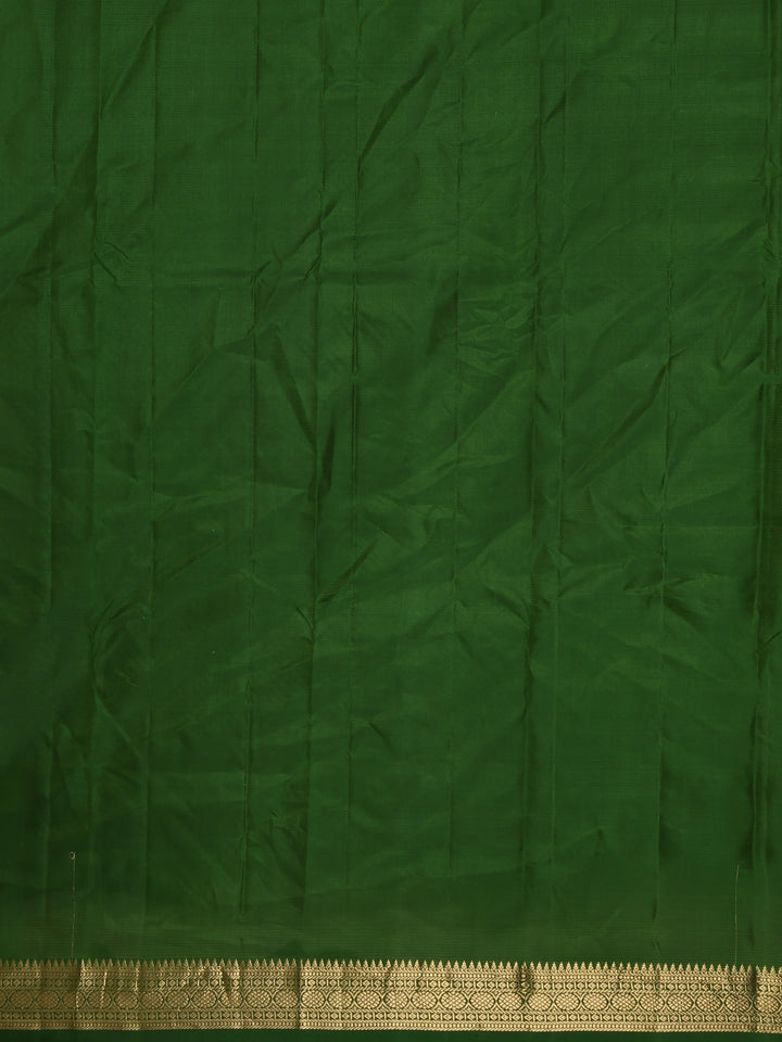 Dark Green Floral Woven Silk saree - Diadem