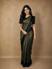 Dark Green Floral Zari Woven Design Pure Kanchipuram Silk Saree with Contrast Maroon Border