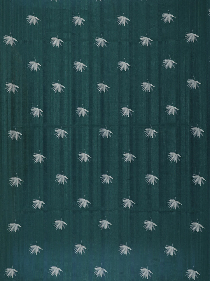 Dark Green Floral and Bird Designed Semi Tussar Saree - Diadem