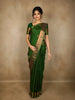 Dark Green Geometric Zari Woven Design Pure Kanchipuram Silk Saree with Zari Border