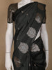 Dark Green Leaf Motif Woven Banarasi Silk Saree - Diadem