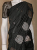 Dark Green Leaf Motif Woven Banarasi Silk Saree - Diadem