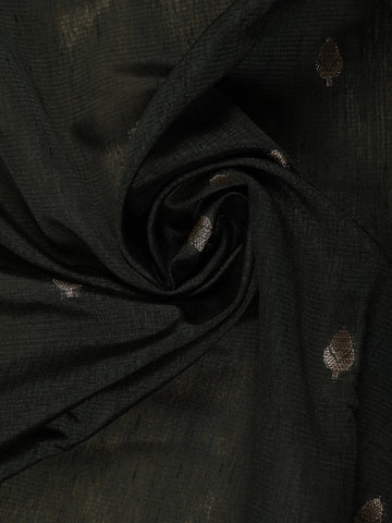 Dark Green Leaf Motif Woven Banarasi Silk Saree - Diadem