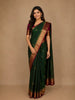 Dark Green Leaf Motif Woven Pure kanchipuram Silk Saree