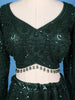 Dark Green Net Sequins And Floral Embroidery Bridesmaid Lehenga - Diadem