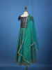 Dark Green Sequins Beaded Net Lehenga Paired with Dupatta