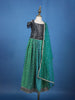 Dark Green Sequins Beaded Net Lehenga Paired with Dupatta