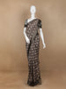Dark Grey Floral Designed Chanderi Cotton Saree - Diadem