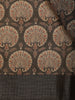 Dark Grey Floral Designed Chanderi Cotton Saree - Diadem