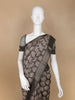 Dark Grey Floral Designed Chanderi Cotton Saree - Diadem