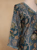 Dark Grey Floral Printed Semi Silk Salwar Suit - Diadem