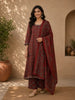 Dark Maroon Floral Printed Cotton Salwar Suit