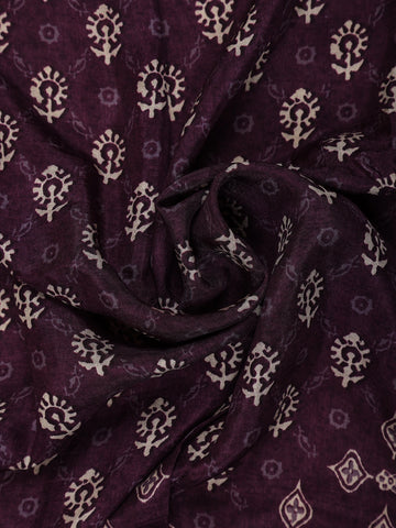 Dark Maroon Floral Printed Cotton Saree - Diadem