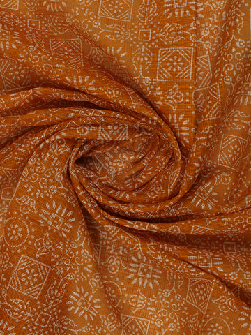 Dark Orange Warli Designed Soft Silk Saree - Diadem