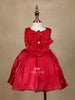 Dark Pink 3D Floral Designed Organza Party Wear Gown for Girls - Diadem