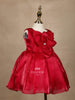 Dark Pink 3D Floral Designed Organza Party Wear Gown for Girls - Diadem