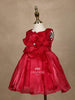 Dark Pink 3D Floral Designed Organza Party Wear Gown for Girls - Diadem