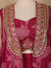 Dark Pink Floral Design Crepe Palazzo Suit