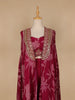 Dark Pink Floral Design Crepe Palazzo Suit