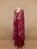 Dark Pink Floral Design Crepe Palazzo Suit