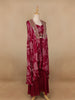 Dark Pink Floral Design Crepe Palazzo Suit