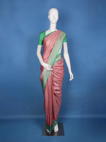 Dark Pink Floral Design Silk Saree - Diadem